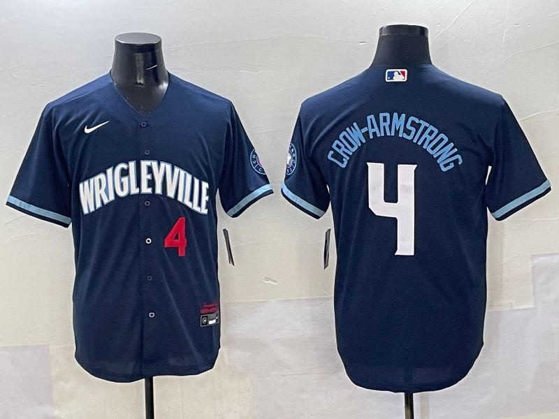 Men Chicago Cubs #4 Crow-Armstrong Dark Blue City Edition 2025 Nike MLB Jersey style 13